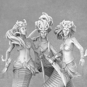 Female Naga Miniature: Resin 3D Printed Miniature by White Werewolf Tavern