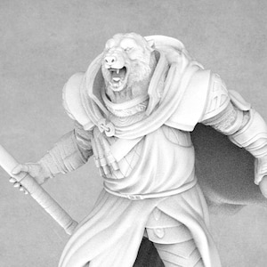 Resin Polar Bear Paladin Miniature - Epic Miniatures