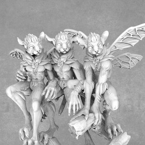 Adorabili miniature di mephits della foresta / Sprite della foresta / Creature fata / Taverna lupo mannaro bianco