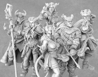 Tiefling Miniatures Set | Resin 3D Printed, RPG Gaming