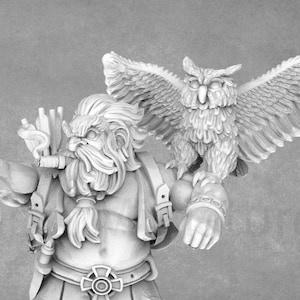 Resin Dwarven Hero Miniature: Bannerman, Lord, Captain