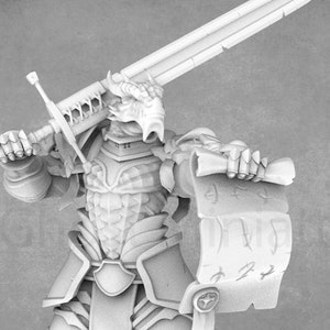 Dragonborn Knight Miniature | Dragonborn Miniature | Dragonborn Fighter  | DnD Mini