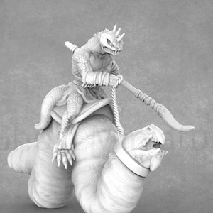 Troglodietminiaturen | Opgezette holbewoner | Wormrijder | Depths of the Mountain-serie van Cripple God Foundry