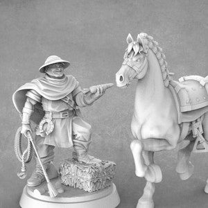 Horse Trainer & Horses Set | Village Shop Miniatures | STL Miniatures
