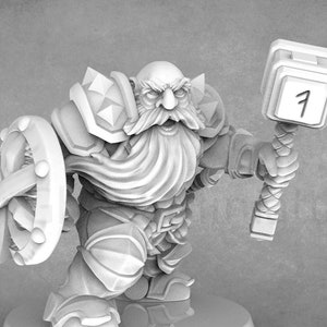Dwarven Hammer Warrior Miniature: 28-32mm Resin Model