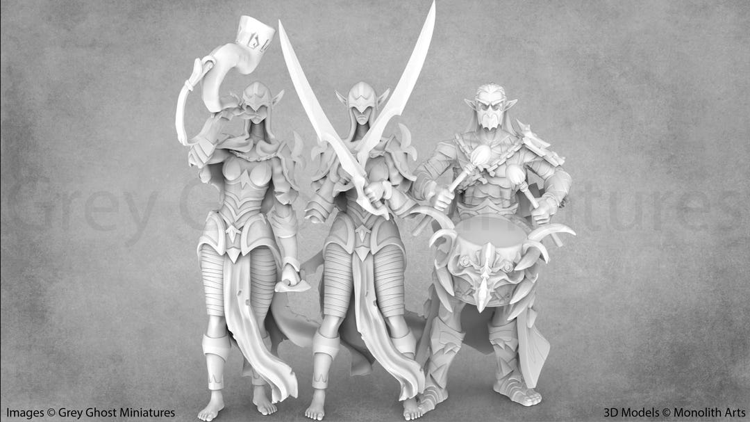 Dark Elves | Rogue | Ranger | Command Group | Monolith Arts - Etsy
