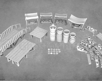 Asgard Rising Merchant Shop-miniaturen: middeleeuwse marktkraampjes