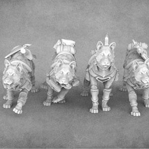 War Dogs | Attack Dog Pack | 28mm Miniature | 32mm Miniature | Rocket Pig Games