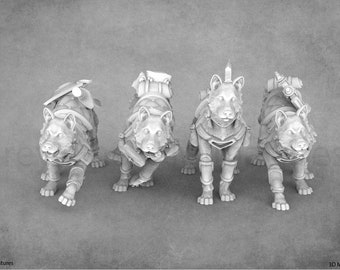 War Dogs | Attack Dog Pack | 28mm Miniature | 32mm Miniature | Rocket Pig Games