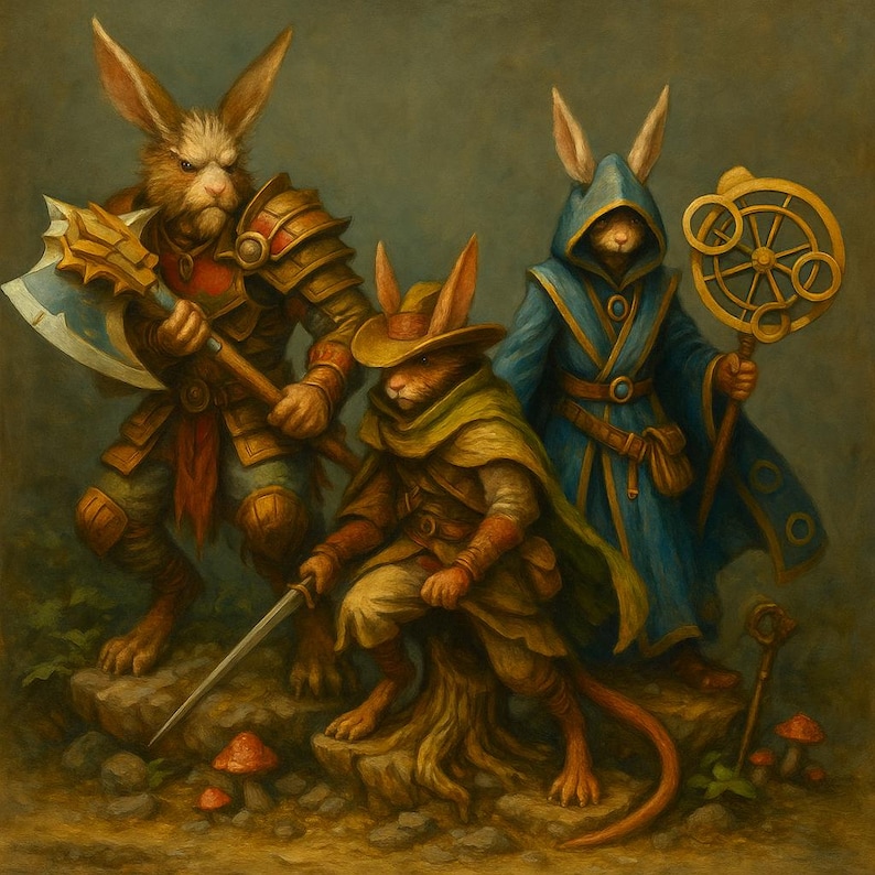 Cowboy Rabbitfolk Rabbitfolk Miniature Set: Dnd Animal Adventurers - Heroes of the ...