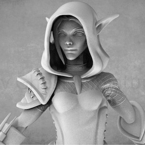 Resin Elven Assassin Miniature: DnD Elf Mini