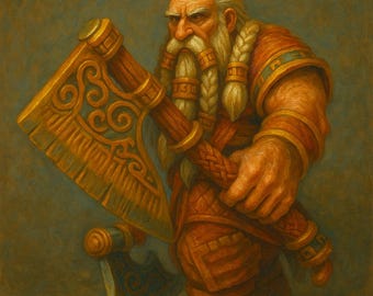 Red Axes Dwarf Miniature: 32mm/75mm Resin Model by Daybreak