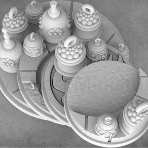Cobramode Miniature Bases: Eroded Spires, Giant&#39;s Bones, Oni Emblem