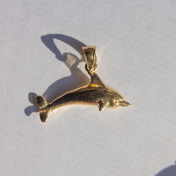 Vintage 14k Yellow Gold Dazzlers Dolphin Pendant