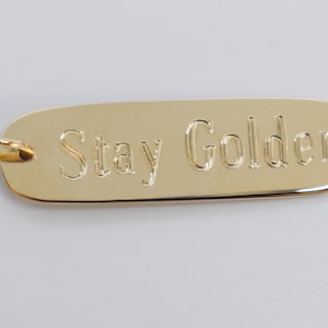 14k Solid Gold Stay Golden Pendant – Handmade Gold Necklace Charm, Inspirational Jewelry Gift