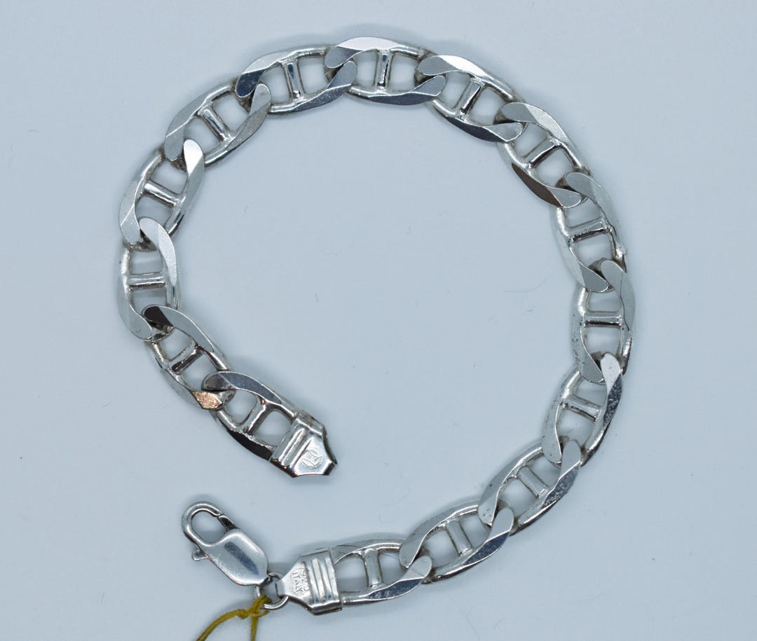 Vintage Sterling Silver Mariner Link Chain Bracelet 9