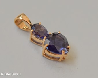 Vintage 14k Yellow Gold Iolite Pendant