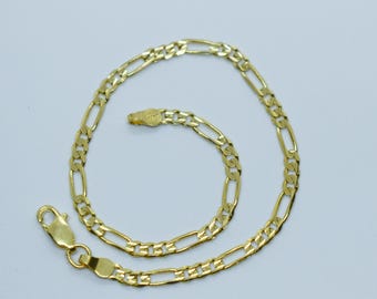 Vintage 14k Yellow Gold Figaro Chain Bracelet 8"