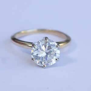 Vintage 14k Yellow Gold Large Cubic Zirconia Solitaire Ring Size 4 3/4