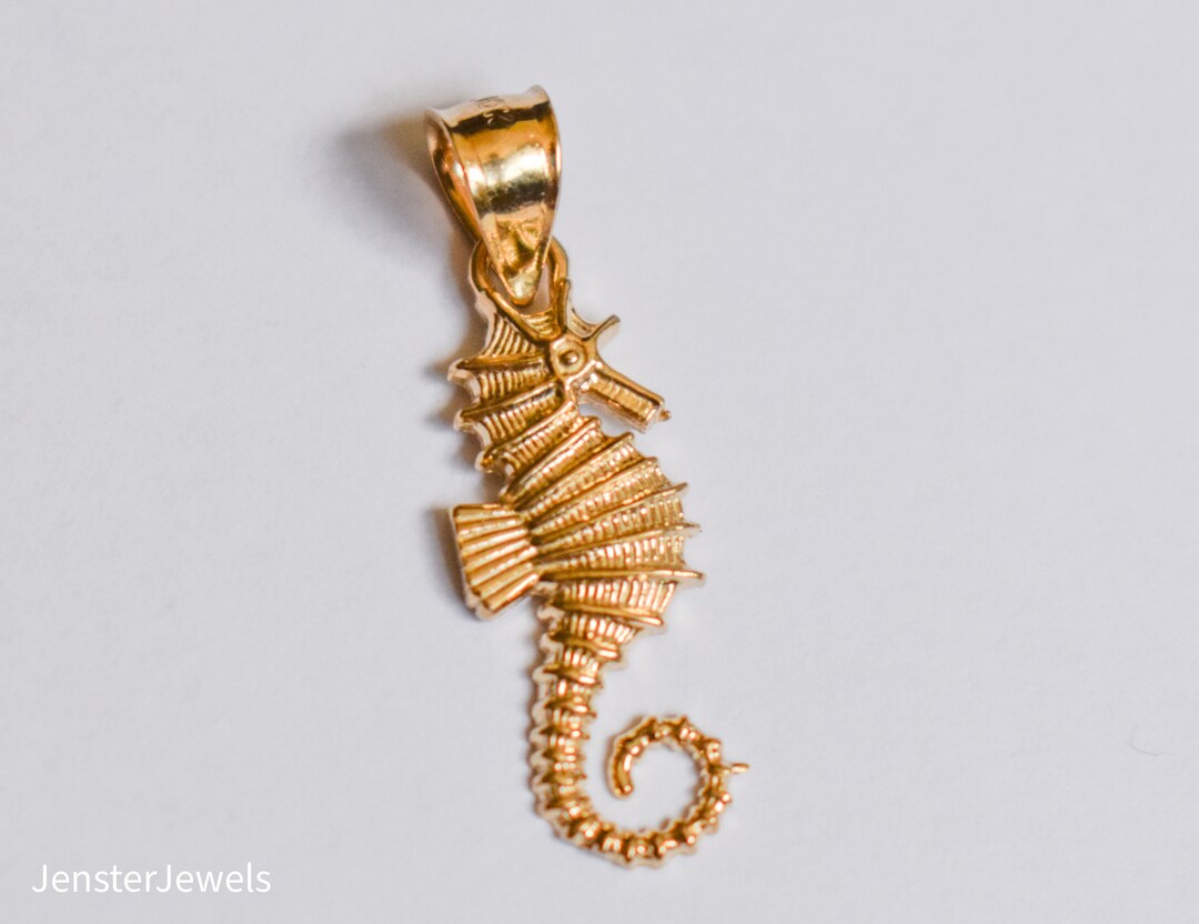10k Yellow Gold Seahorse Pendant - 1.50 Gram Solid Gold Charm For Necklace Or Bracelet, Gift Ready - View #2