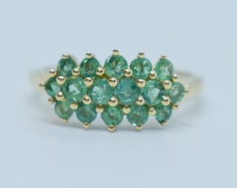 Effy BH 14K Yellow Gold Genuine Emerald & Diamond Cocktail Ring Size 6. ...
