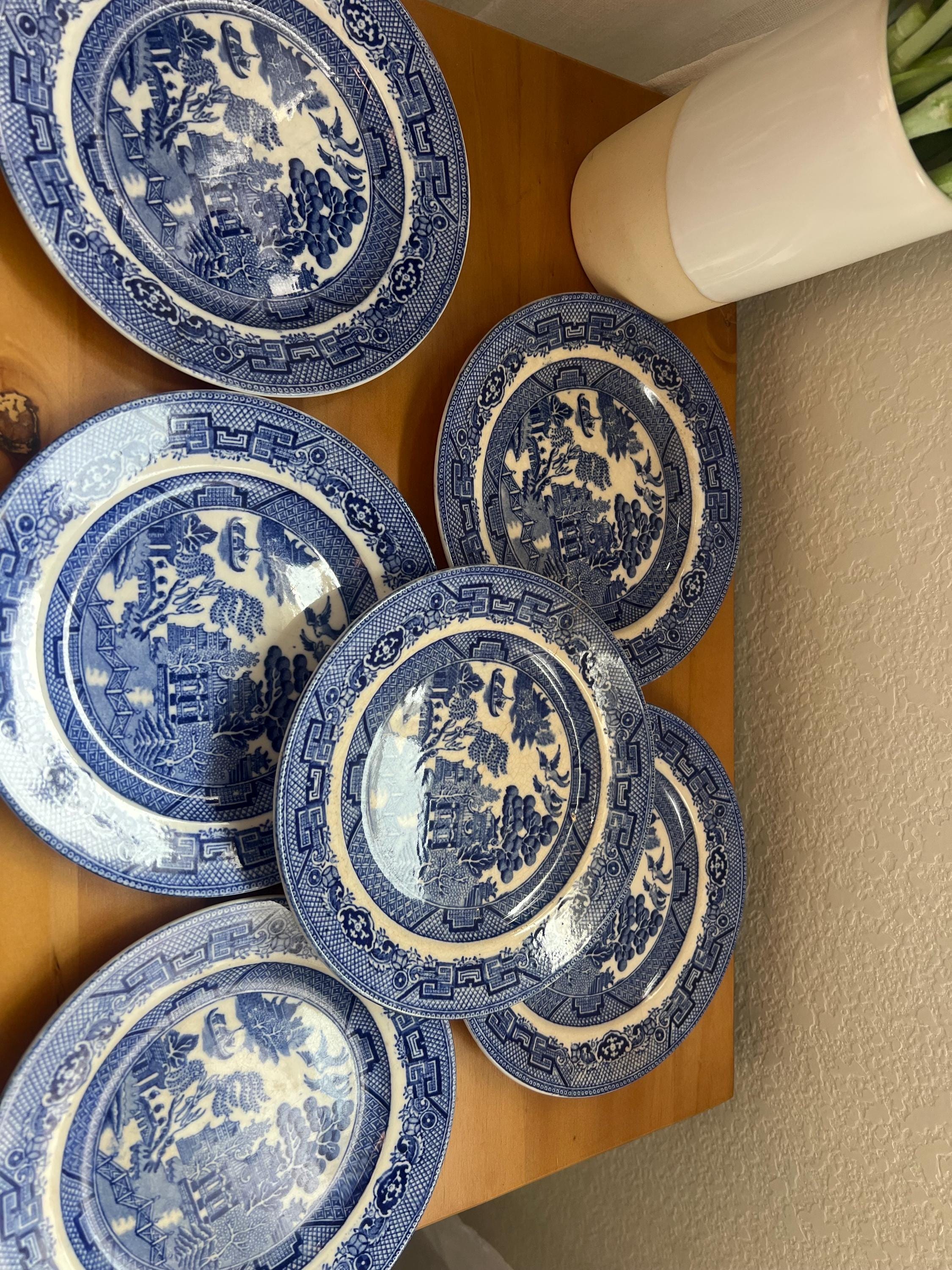 アウガルテン　Willow Early Wood's & Sons Blue Willow Tea Pot England Hexagon
