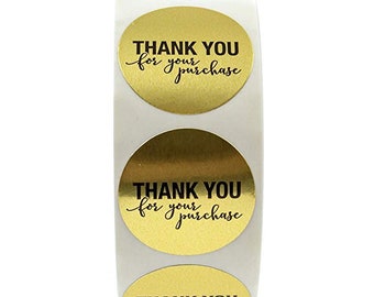 500Pcs BEDANKT voor uw aankoop Stickers zegel labels stickers "Round Gold"
