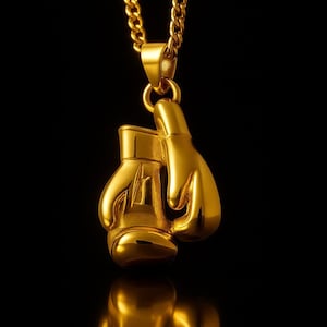 ロッキー映画ボクシンググローブネックレス | 強さ、忍耐、勝利の象徴 | 925スターリングシルバー、24Kゴールドメッキ、ブロンズ