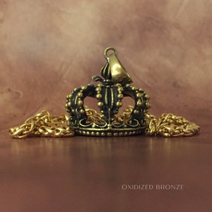 Handmade Crown Necklace: Bronze, Sterling Silver, or Gold Plated