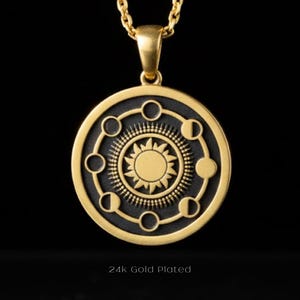 Moon Phases Necklace | Handmade Celestial Jewelry | Symbol of Intuition & Feminine Energy | 925 Sterling Silver, Copper, 24K Gold Plated