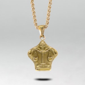 Handmade Bronze Libra Necklace: Astrology Zodiac Pendant