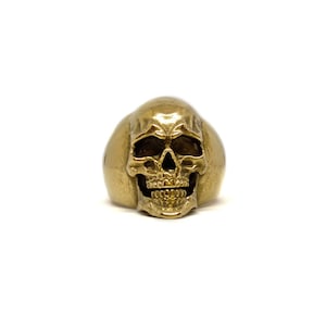Doodshoofdring, bronzen ring, sterlingzilveren ring, 24-karaats vergulde ring, schedelring, Halloween-ring, Dia de los muertos-ring