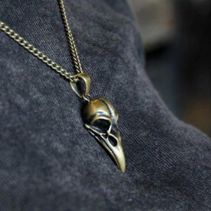 Raven skull necklace, Bird skull necklace, skull symbol, handmade in sterling silver, 24k gold plated, bronze, great gift, beautiful jewelry