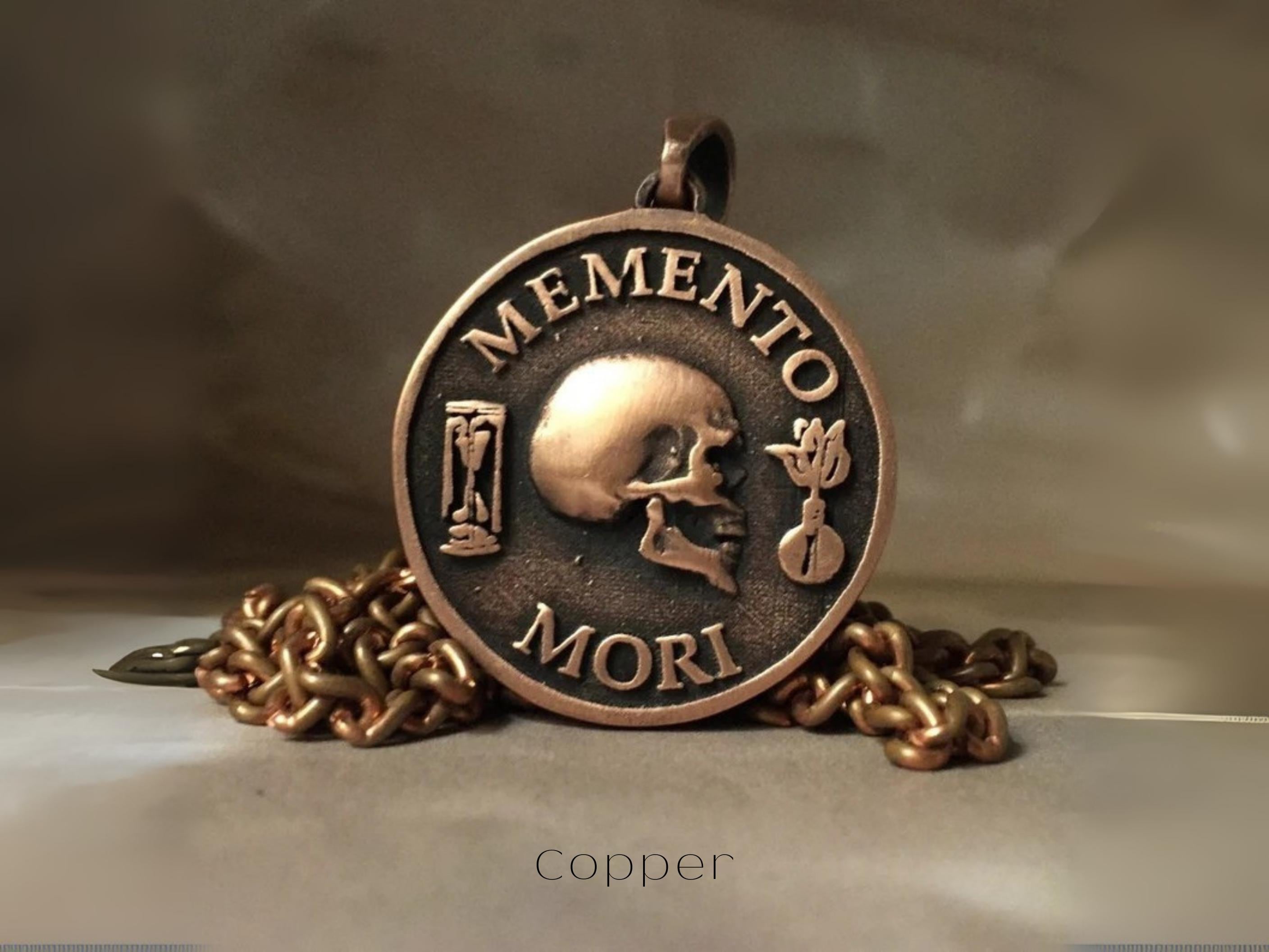 Medium Memento Mori Skull Pendant Handmade Stoic Jewelry Symbol of  Mortality Reflection Sterling Silver, Copper, 24K Gold Plated