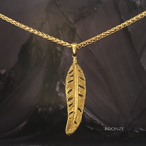 Feather necklace, Bronze necklace, Sterling Silver necklace, 24k Gold Plated necklace, Dainty necklace, Handmade, great for gift