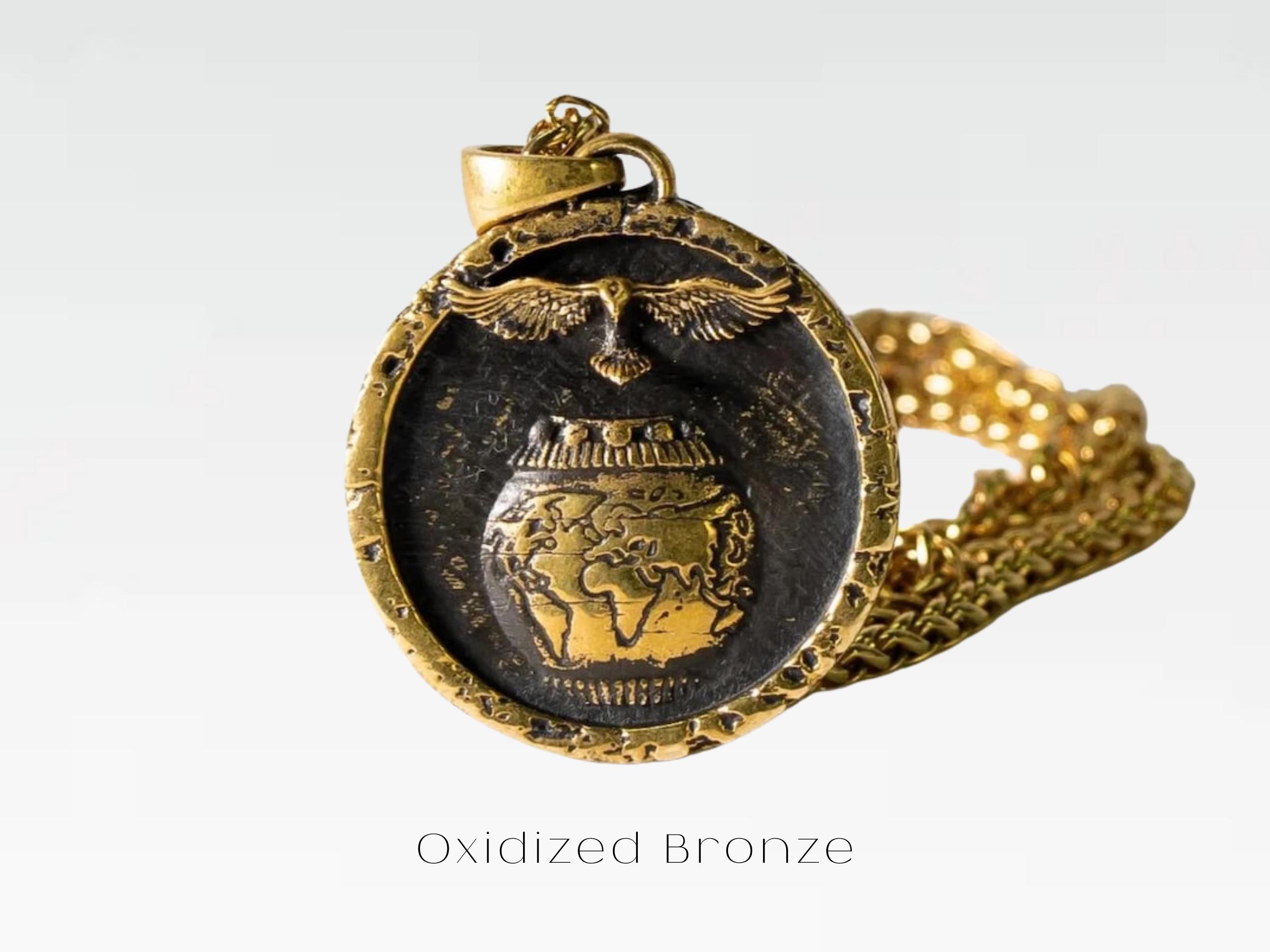 Raven Necklace Perspective Amulet Symbol of Clarity Insight Inner Vision Tribal Pendant Bronze, Silver, 24k Gold Plated, Handmade Jewelry