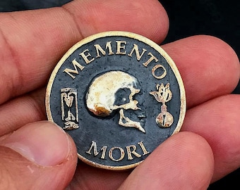 Memento Mori Coin, Bronze Coin, Sterling Silver Coin, 24k Gold Plated Coin, Copper. Large Coin, Handmade. Stoic coin.