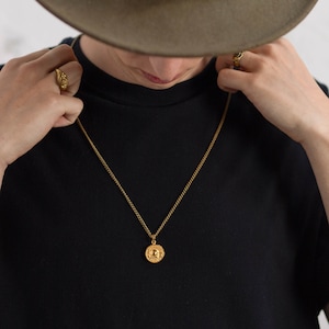 Memento Mori Pendant – Stoic Skull Amulet in Silver, 24K Gold plated, Bronze,Copper Handmade Medallion for Men & Women – Small Size Necklace