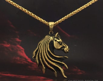 Horse necklace, Customizable necklace, Bronze necklace, Sterling Silver necklace, 24k Gold Plated necklace, Head horse necklace, Handmade