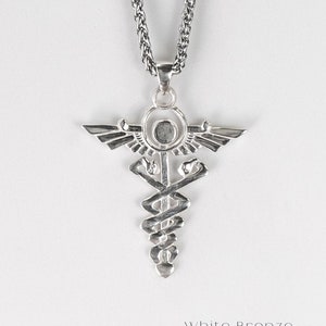 Caduceus necklace, Bronze necklace, Sterling Silver necklace, 24k Gold Plated necklace, Medical Jewelry, Doctor gift