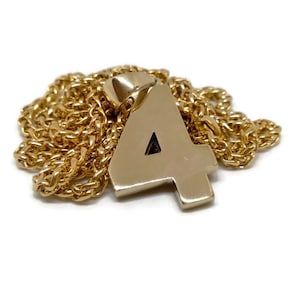 Number necklace, Bronze necklace, Sterling Silver necklace, 24k Gold Plated necklace, Number 4 necklace, Handmade