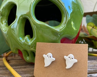 Fall Earrings | Halloween Earrings | Polymer Clay | Ghost Studs | Hypoallergenic | Spooky