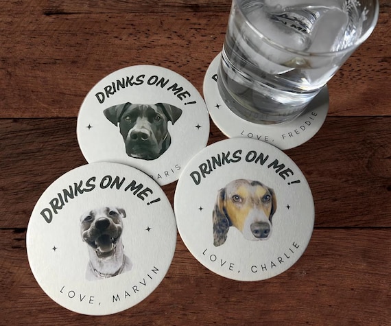 Wedding Coasters Pet Wedding Ideas Pet Portrait Dog Wedding Drinks On Me Wedding Favors Drink Coaster Wedding