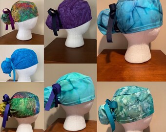 Ponytail Scrub Caps / Surgical Caps--Tie Dye