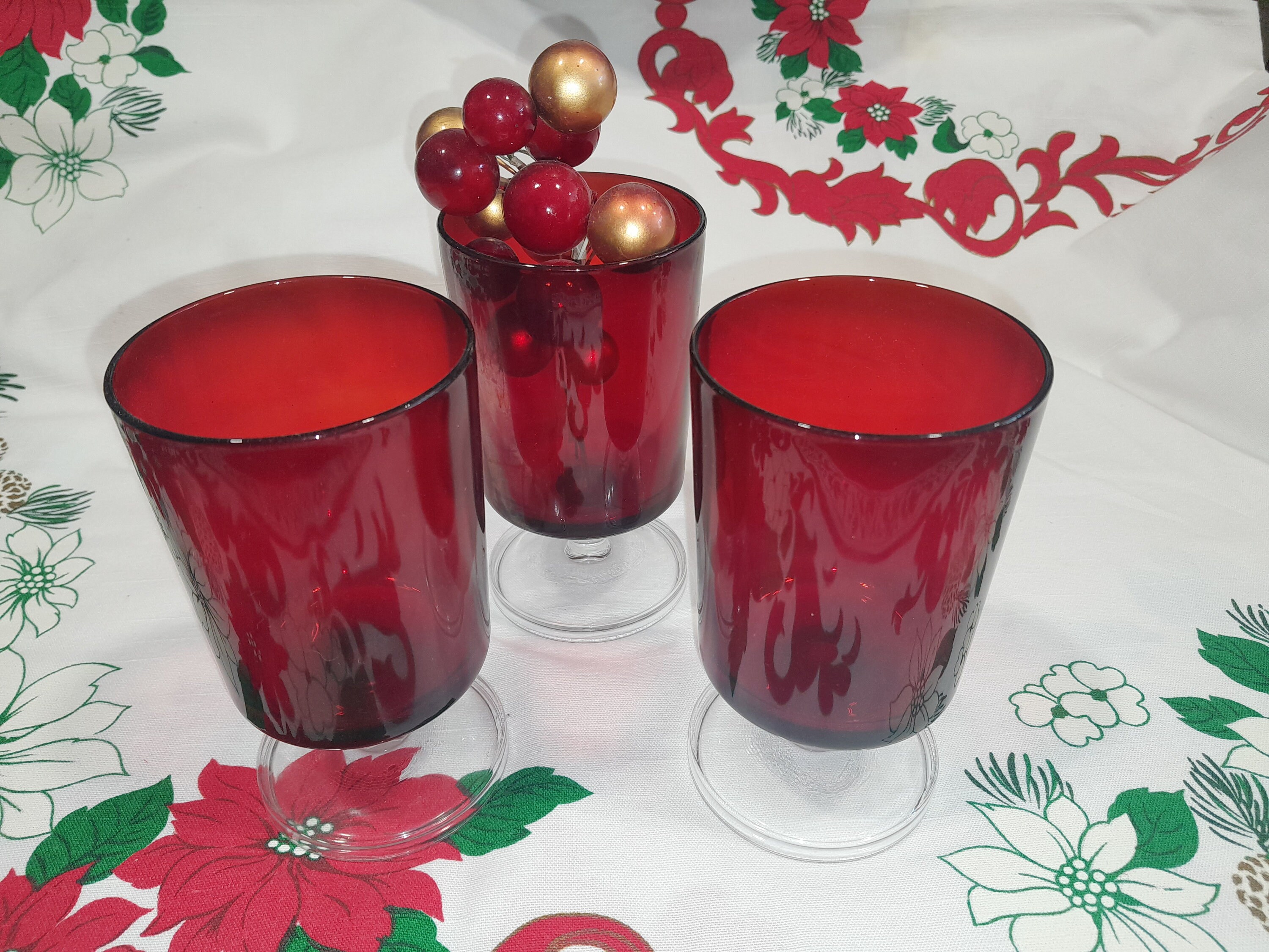 Beautiful Set of Ruby Glasses Etsy