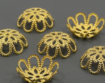 Filigree Brass Bead Caps: 16mm Fancy Bead Findings