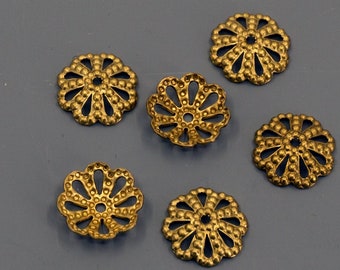 Brass Filigree Bead Caps: 9mm Concave Bead Findings