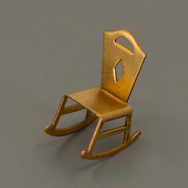 Brass Rocking Chair Charms, Mini 3D Brass Rocking Chair, Mini Rocking Chair Charms, Full Figural Rocking Chair, 4 Pieces