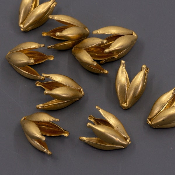 Brass Bead Caps, Brass Pointed Bead Cap, Brass Findings, Brass Bead Cap Findings, Fancy Bead Caps, Tipped Bead Caps, Petal Bead Caps