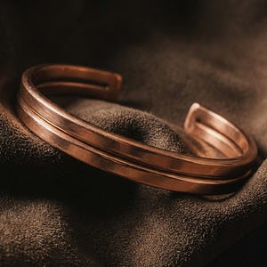 Bracelet extra large en cuivre épais : double rang, brassard thérapeutique réglable